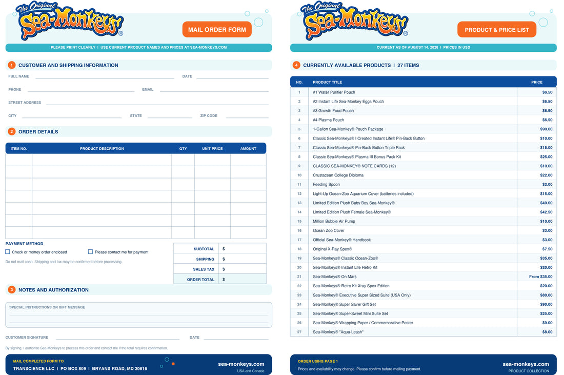 Printable Order Form